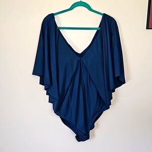 Raisins Curve Aqua Draped One Piece Bathing Suit Size 16W